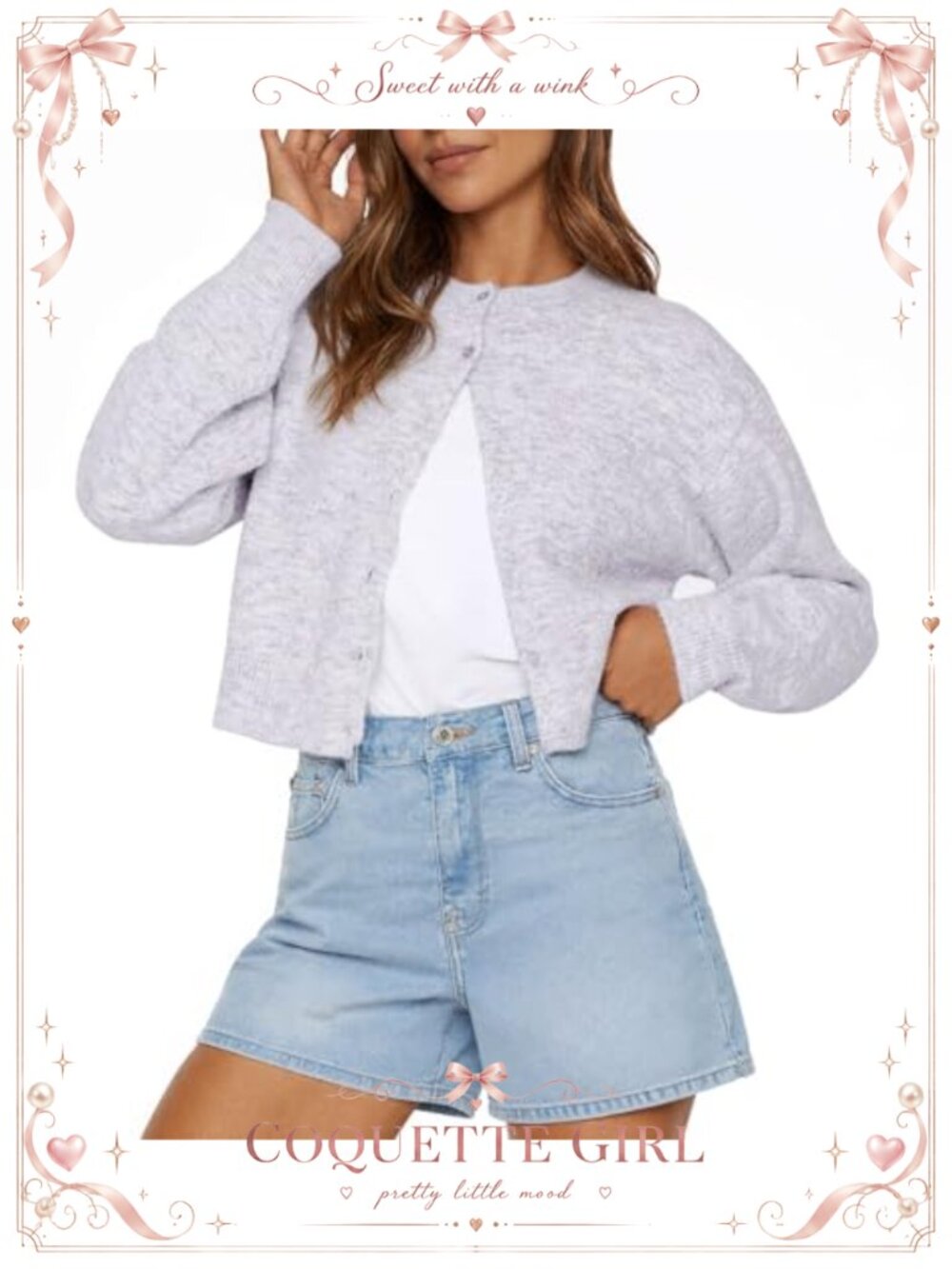 Cropped Cardigan Button Down Long Sleeve Knit Sweater